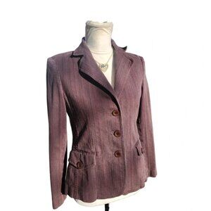 Rafaella. brown pin stripe cotton blazer. size: 6